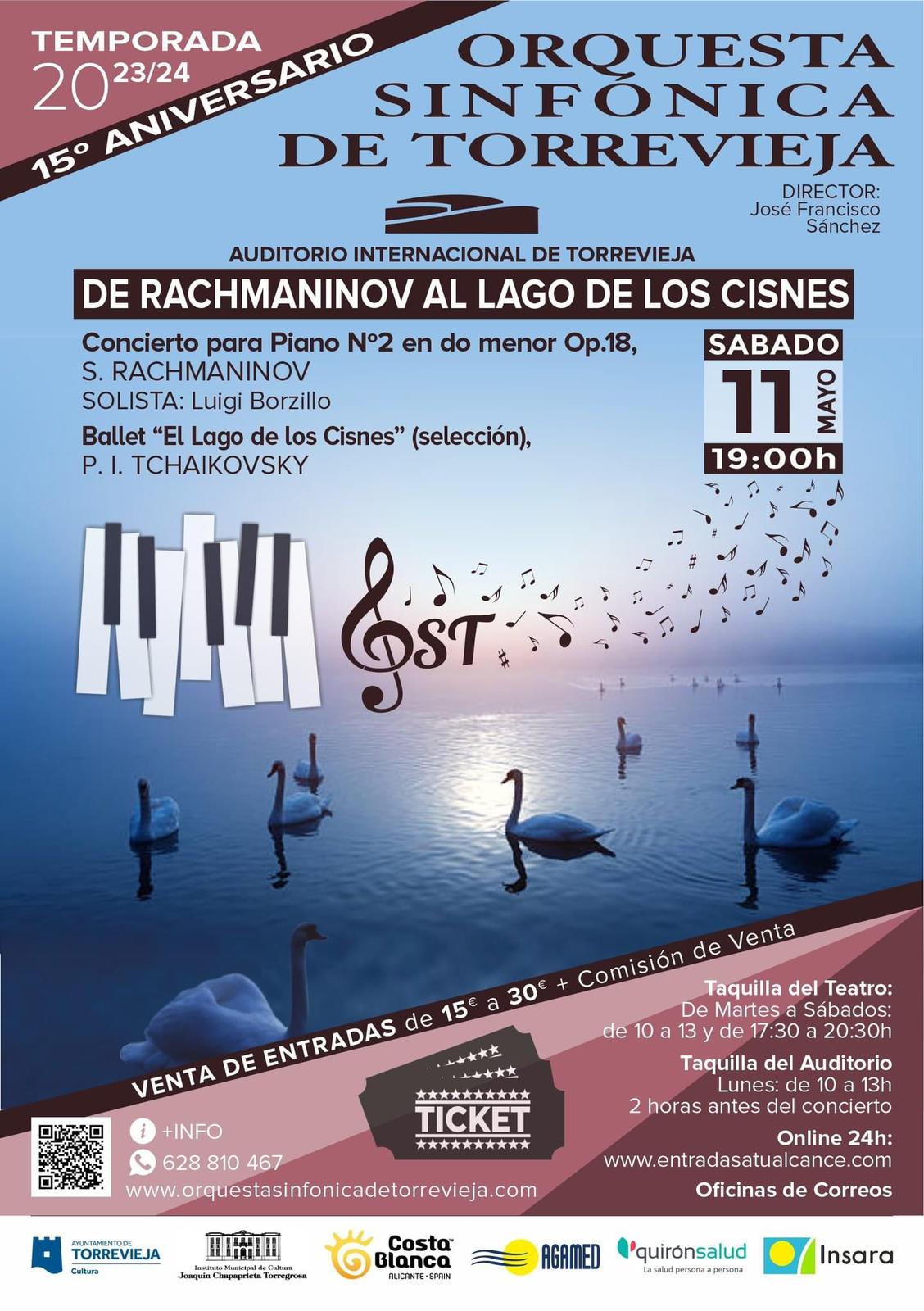 Concierto de la Orquesta Sinfónica de Torrevieja. De Rachmaninov al Lago de los Cisnes. 11 de mayo