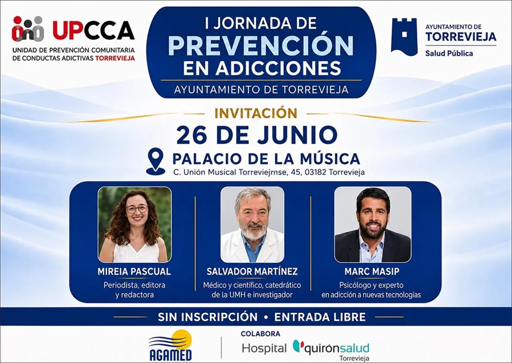 El 26 de junio el Palacio de la Música acoge la I Jornada de prevención en adicciones con destacados expertos nacionales